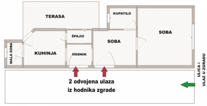 Crveni Krst  ĐERAM,  S. Vujadina, NE-NAMEŠTEN, 50m2 + terasa