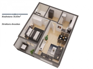 Two-bedroom apartment for sale in Ćuprija