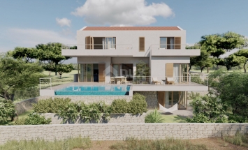 ISLAND OF PAG, JAKIŠNICA -Modern villa with pool under construction