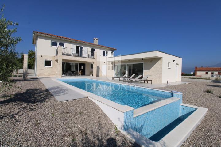 Labin, surroundings, newly built house with swimming pool