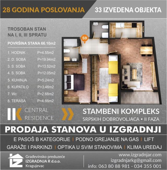 Direktna prodaja stanova u izgradnji - Ilije Kolovića br. 31-CENTAR KRAGUJEVCA