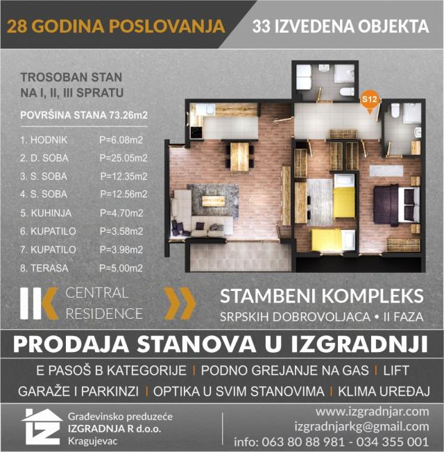 Direktna prodaja stanova u izgradnji - Ilije Kolovića br. 31-CENTAR KRAGUJEVCA