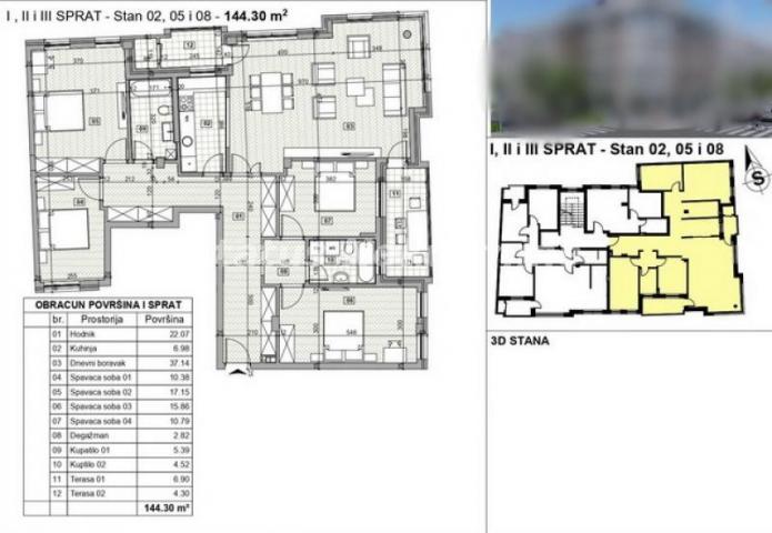 Centar-Fantastičan Petosoban stan 144 m2 u novogradnji na poželjnoj top lokaciji-povrat PDV-065/385 