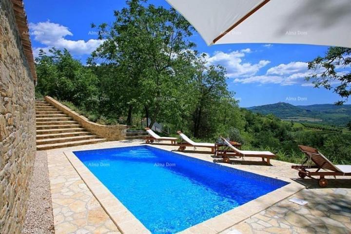 House Stone house with swimming pool and panoramic view.
