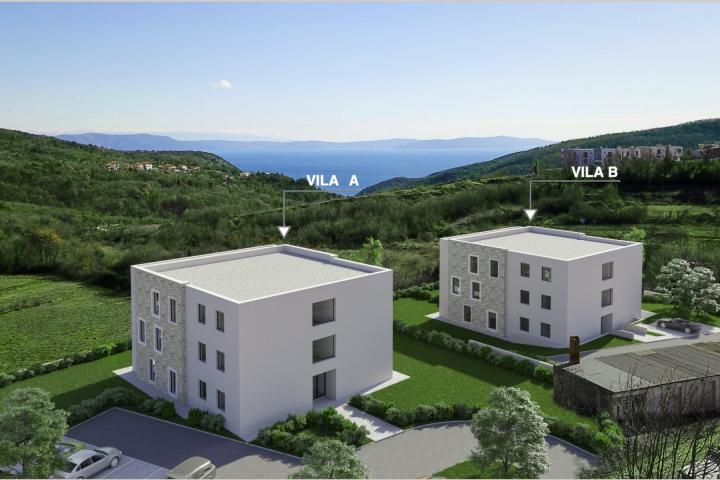 Istra, Labin - prekrasni trosobni stan u urbanoj villi, A6 1. kat, NKP 81. 74 m2 - pogled na more