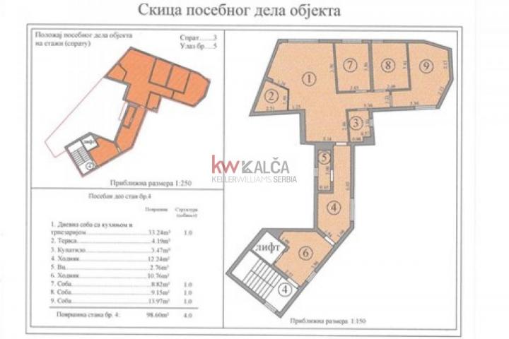 CENTAR-Novogradnja-3. 5-soban stan, 98m2, III sprat, lift