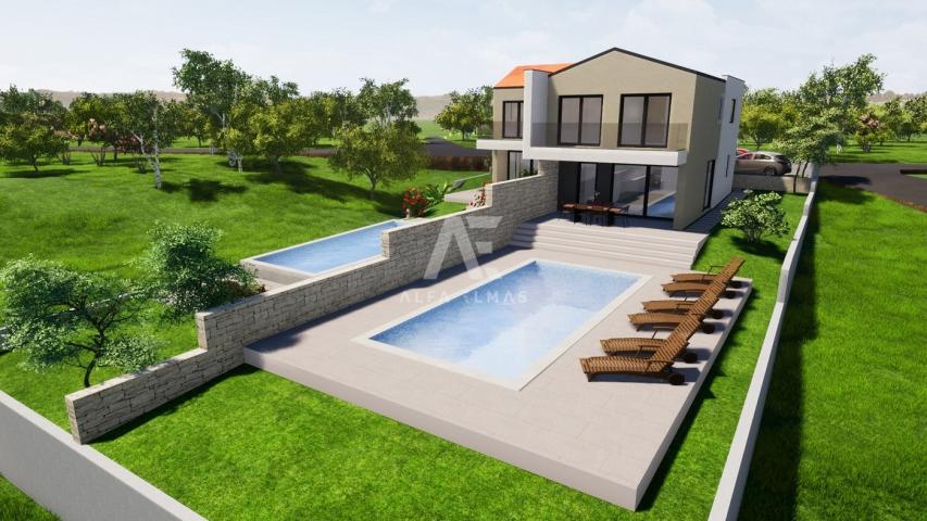 Malinska, surrounding area, semi-detached house in a quiet location under construction!! ID 494