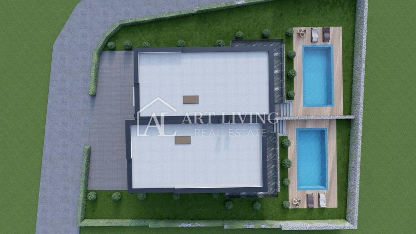 Istra, Umag, okolica - NOVOGRADNJA - moderna dvojna kuća s bazenom 