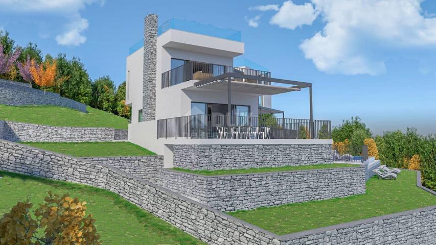 OPATIJA, POLJANE - land 4400m2 with building permit for villa with pool and sea view