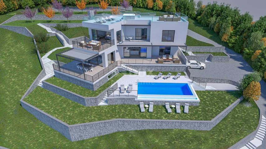 OPATIJA, POLJANE - land 4400m2 with building permit for villa with pool and sea view