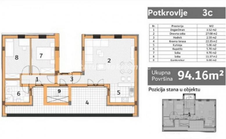 Veternik-Useljiv Trosoban stan 95 m2 na Top Lokaciji-065/385 8880