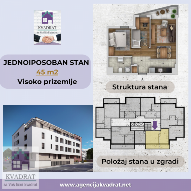 Jednoiposoban stan 45 m², VPR, Obrenovac, Rvati – 74 250  € (POVRAĆAJ PDV-a)