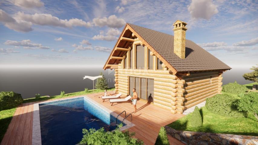 RIJEKA, BREZA - building land with a building permit for an exclusive Canadian log cabin with a swim