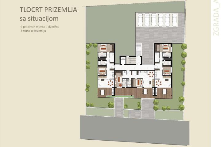Istra, Novigrad, dvosoban stan u prizemlju NKP 109, 98 m2, moderna novogradnja