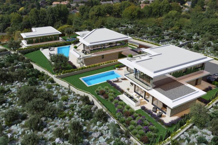 Trogir, Vinišće, luksuzna, jedinstveno villa suvremenog dizajna s bazenom, pogled na more
