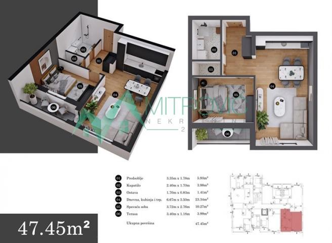 Petrovaradin - Jednoiposoban stan u izgradnji, 45 m2 - povrat PDV-a za kupce prve nekrentine 