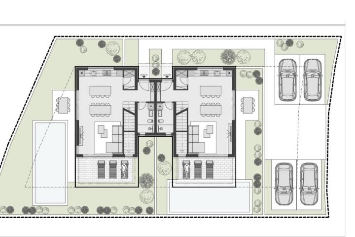 Medulin, novogradnja, dvojna kuća  oznake A - 120 m2 s vrtom u mirnom kvartu 