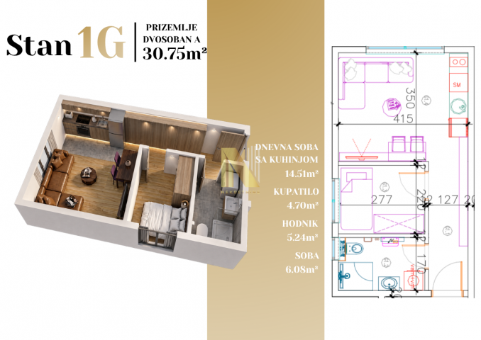 Adice - premium kvalitet gradnje - 1.5 stan/garaža