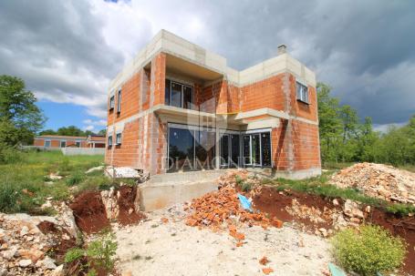 Marčana, surroundings, holiday house under construction, sea view