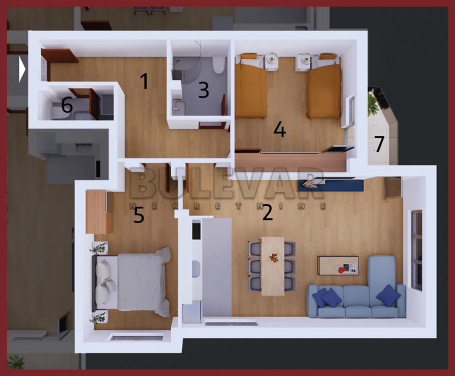 3, 0 stan , centar, 72 m2, II  sprat, cg. 