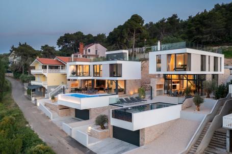Zadarski arhipelag -otok, luksuzna moderna vila  prvi red uz more,  bazen & graža