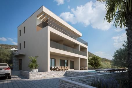 Trogir, građevinsko zemljište s građevinskom dozvolom za vilu s bazenom – V 6