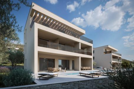 Trogir, građevinsko zemljište s građevinskom dozvolom za vilu s bazenom – V 5