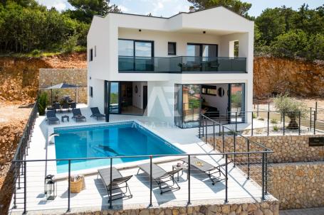 Vrbnik, neue moderne Villa mit Panoramablick auf das Meer!! ID 454