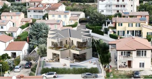 Umag, okolica - Moderna dvojna kuća s bazenom i pogledom na more u okolici Umaga