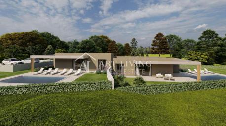 Istrien, Poreč, Umgebung – eine charmante Doppelhaushälfte mit Pool in einem Neubau