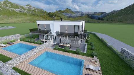 Istra, Umag, okolica - moderna dvojna kuća s bazenom u novogradnji
