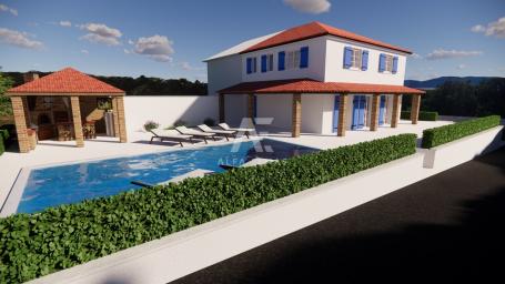 Linardići, dvojna kuća u izgradnji na mirnoj lokaciji s pogledom na more!! ID 508