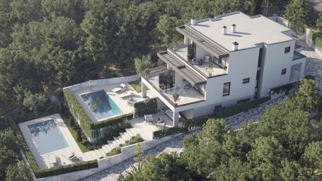 RIJEKA, KOSTRENA – ekskluzivna duplex vila s bazenom i garažom te panoramskim pogledom na more