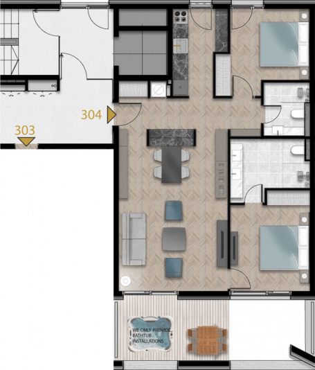Ideal two-bedroom apartment; Completion: 2025. 