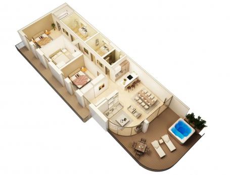 Sophisticated three-bedroom apartments 168-212m2