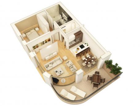 Modern one-bedroom apartment 80-113m2