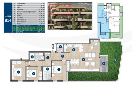 For sale three-bedroom duplex apartment under construction-Kotor