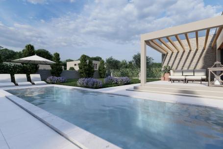 Istra, Klarići, predivna moderna kamena kuća s bazenom okružena zelenilom