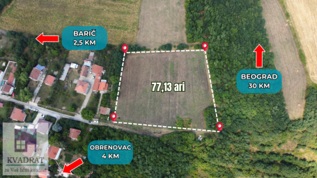 Plac 77 ari, Obrenovac, Barič – 77 000 €