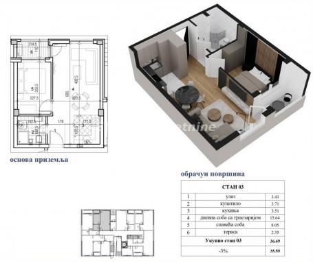 Adice-Jednoiposoban stan 37 m2 na Top lokaciji-mogućnost povrata PDV-a-065/385 8880