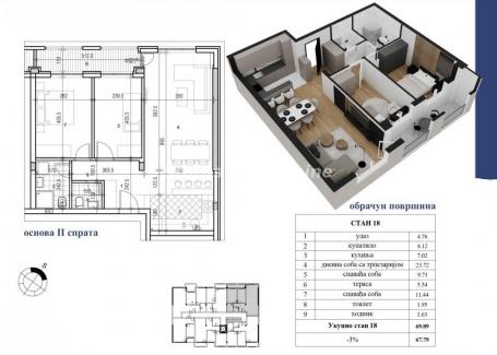 Adice-Trosoban stan 70 m2 na Top lokaciji-mogućnost povrata PDV-a-065/385 8880