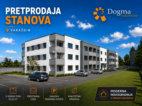 Pretprodaja stanova – moderan stan na 2. katu novogradnje, Varaždin | 58,75 m² + loggia